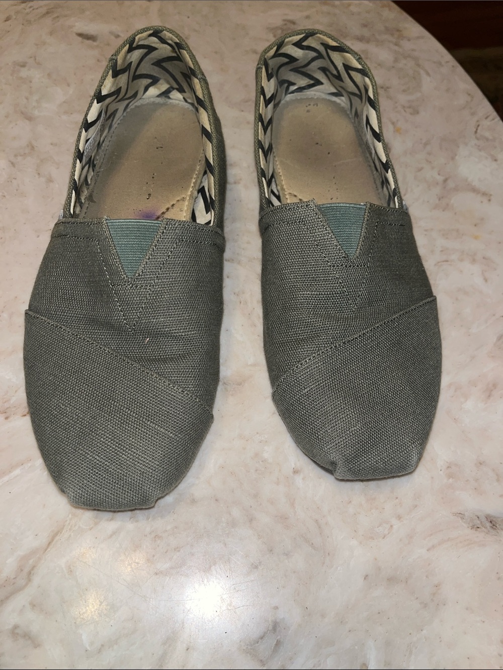 Toms Olive Green Canvas Slip-On Flats